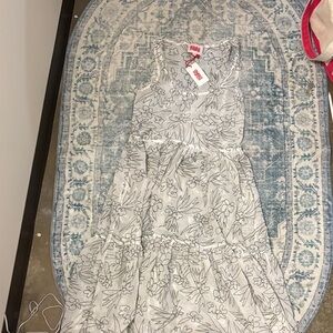 SOLID & STRIPED Floral Dress in White and Green Embroiderey